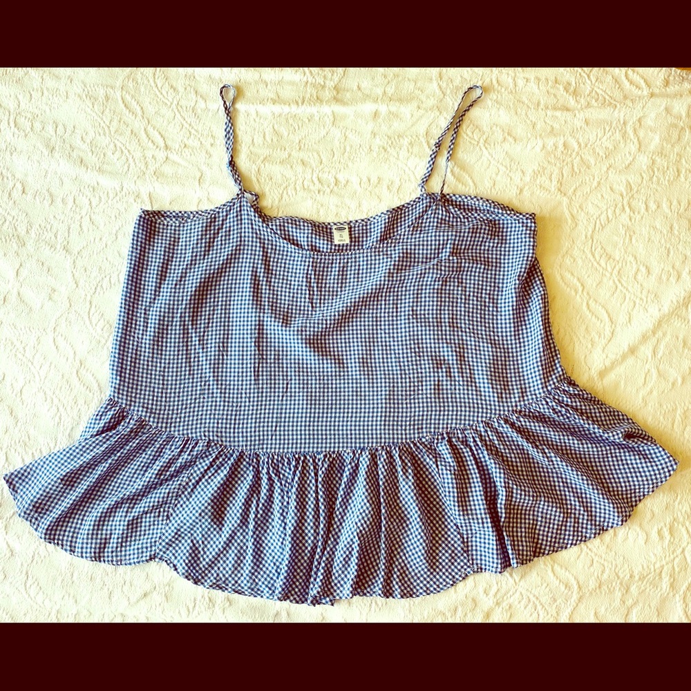 OLD NAVY Blue & White Gingham Peplum Top